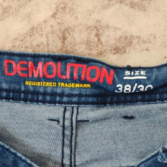 Demolition Men's Blue Distressed Jeans - Picture 2 of 7